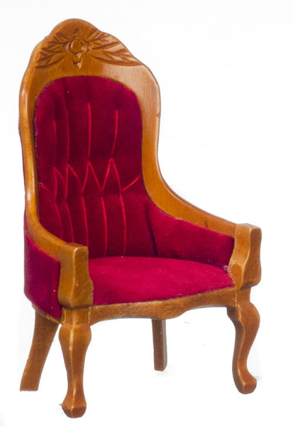 Victorian Lady's Chair - Walnut with Red – Dollhouse Universe